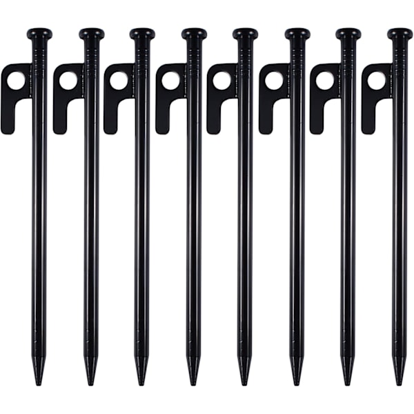 8 stk. Heavy Duty Teltsplinter, Teltsplinter, Metal Splinter, 20cm Højstyrke Smedejerns Teltsplinter med Krog og Hul til Camping, Camping Ca.