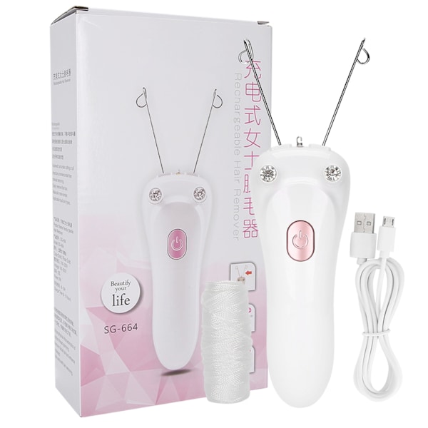 Electric Thread Epilator Hair Remover USB Charging Cotton Thread Epilator (Host Cotton Thread USB Cable) (Pink)