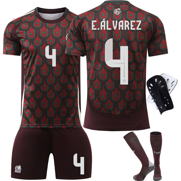 2024 Meksiko Jalkapallopaita Copa América Paita Nro 22 Lozano 14 Sanchez Lasten Setti Versio Size 4 socks + protective gear 18 yards