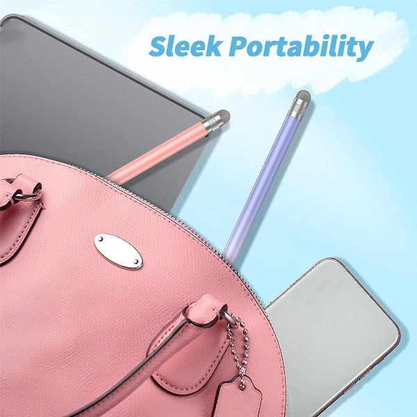 2 stk Universal Stylus Touch-penner, høysensitive fibertupper, egnet for / nettbrett og alle berøringsskjermer