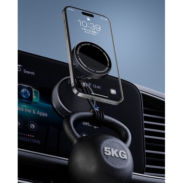 Magneettinen puhelinpidike autoon – imukuppikiinnitys ja 360° kääntö Black Black