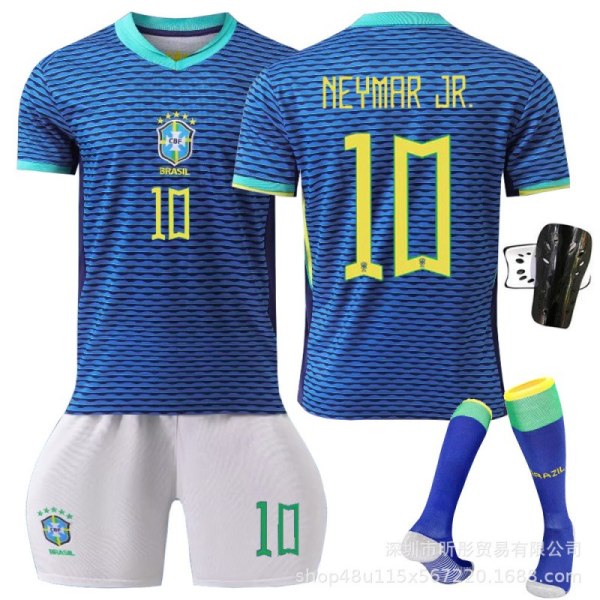 2024 Brasilian vieraspaita Neymar Vinicius aikuisten lasten opiskelijoiden harjoitusasu miesten ja naisten joukkueasu No. 10+socks Size 22 is suitable for heights