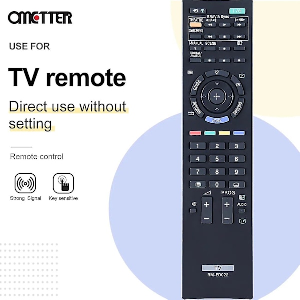 Rm-ed022 Remote control for Sony TV Kdl-37ex402 Kdl-32bx300 Kdl-32nx500 Kdl-40nx500 Kdl-32bx400 Kdl-40bx400 Kdl-22ex302