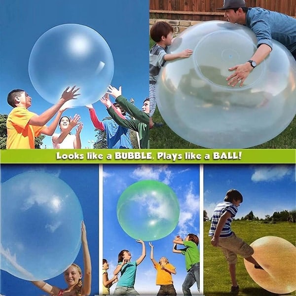 Bubbelboll leksak för vuxna barn, uppblåsbar vattenboll kul sommar strand trädgård boll mjuk gummiball utomhusspel present blå 40cm