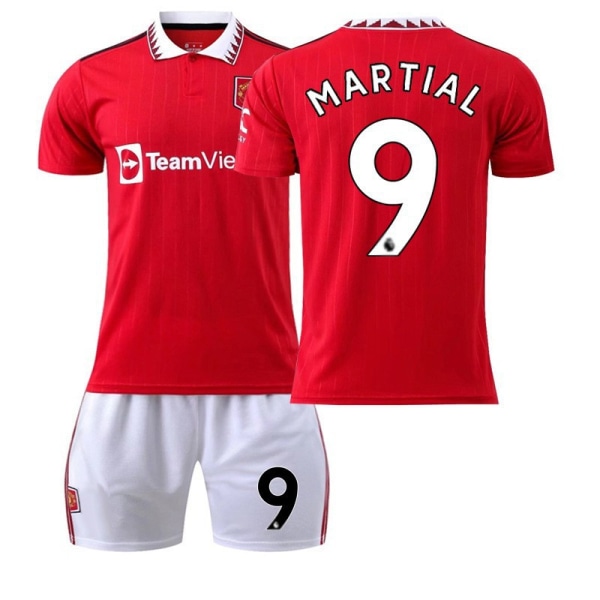 22-23 Red Devils hemmatröja nr 7 Ronaldo tröja nr 25 Sancho 10 Rashford 1 De Gea fotbollströja Martial Printed No. 1 star + socks + plate Children's clothing size 20