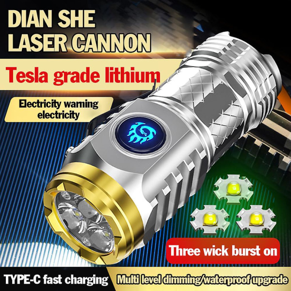 Three Eyed Monster Mini Flash Super Power Flashlight Flashlight Strong Light Rechargeable Super Bright Portable Lighting