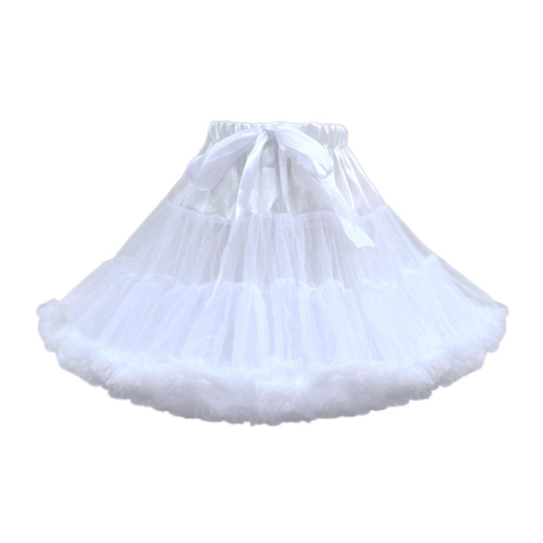 Kvinders Lagdelt Petticoat i Tulle Chiffon Krinoline til Kjole White 45cm