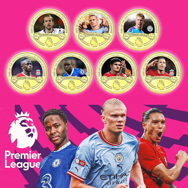 Premier League Fodboldstjerner og Klubber Mindemønter, Samleobjekter, Gaver til Fodboldfans Mbappe, Messi, Harland 2p 2p 2 pcs Manchester United