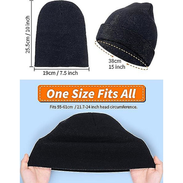 Sztxj Vinterhue til mænd, sort hue til kvinder, unisex strikket hue til mænd og kvinder, skiløb, løb, 1 stk.