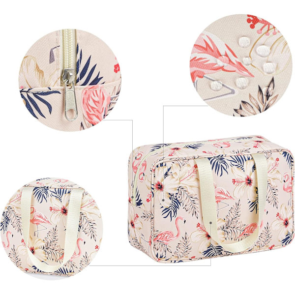 Naisten Kosmetiikkakassi Matkakassi (Beige Flamingo)