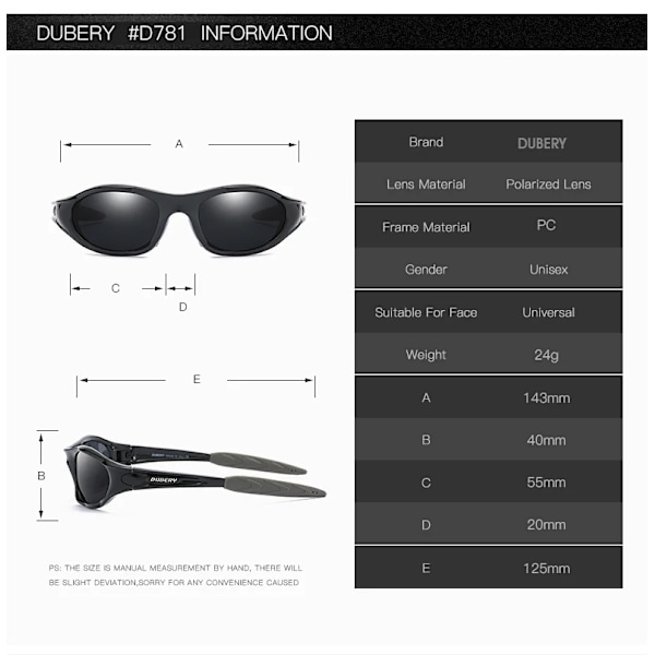 DUBERY  pc kehyksetön vintage miesten aurinkolasit2024  kohtuuhintaiset urheiluaurinkolasit polarisoidut 2024 black &Ice blue