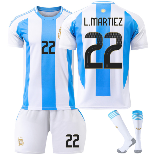 2024 Argentina fotbollsdräkt nr 10 Messi Messi 11 Di Maria America's Cup tröja barndräkt Size 22 socks Size L