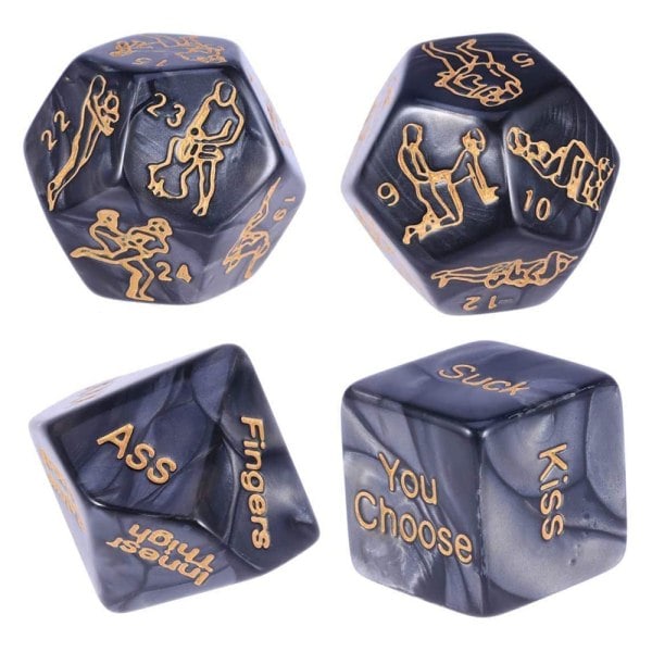 Couple Funny Dice Adult Dice 4pcs Six Dice Game Set Adult Couple Hen Party Gift Sex Game Pearl Black