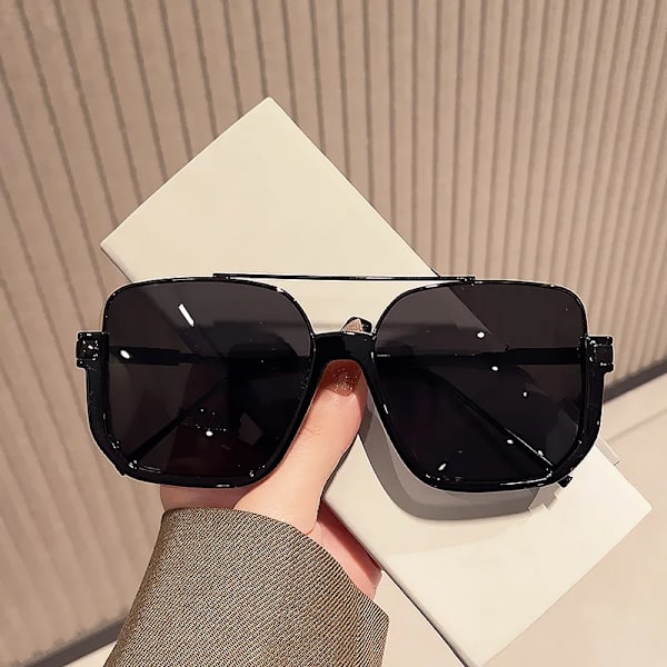 Fashion Custom plastic Luxury Vintage Solbriller 2024 Square Metal Half Rimless Solbriller Dobbelt Bro Uregelmæssige Solbriller C7 Fashion