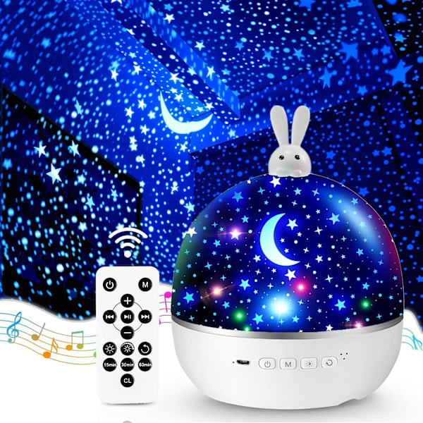 Baby night light starry sky projector, Bluetooth musical and light