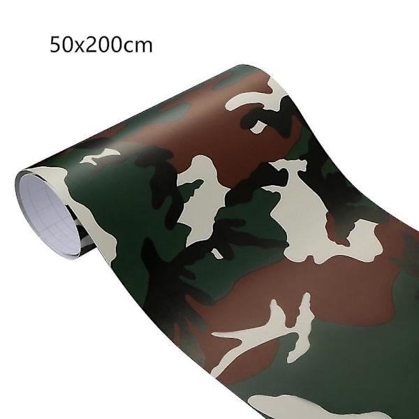 HK Camouflage Camo Vinyl Wrap Tarra Tarra Ilman Kuplia Auton Itseliimautuva Kalvo Koristelu 100cmx30cm Tyyppi 6 Armeijan Vihreä Army Green 50x200cm