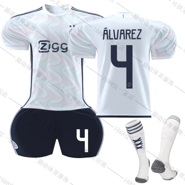 23/24 Uusi kausi Vieras Amsterdamsche Football Club Ajax ALVAREZ No. 4 Lasten Jersey Pack Child-24