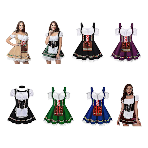 Nopea toimitus 2023 Paras Oktoberfestin asu naisille Saksalainen Baijerin Dirndl Oluttyttö Hieno mekko S - 4xl Musta Black L