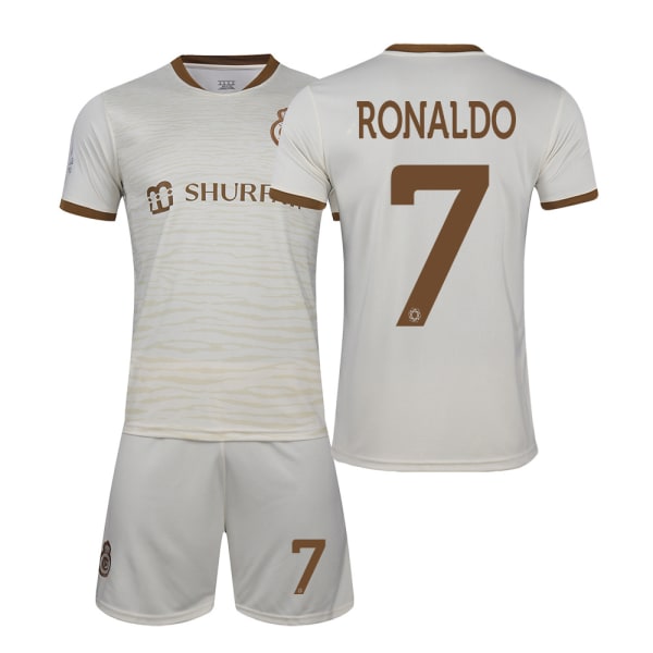 22-23 Riyadh Victory No. 7 Ronaldo fotbollsuniform dräkt Saudi Arabian League vit tröja med print och strumpor Riyadh 7 20 yards
