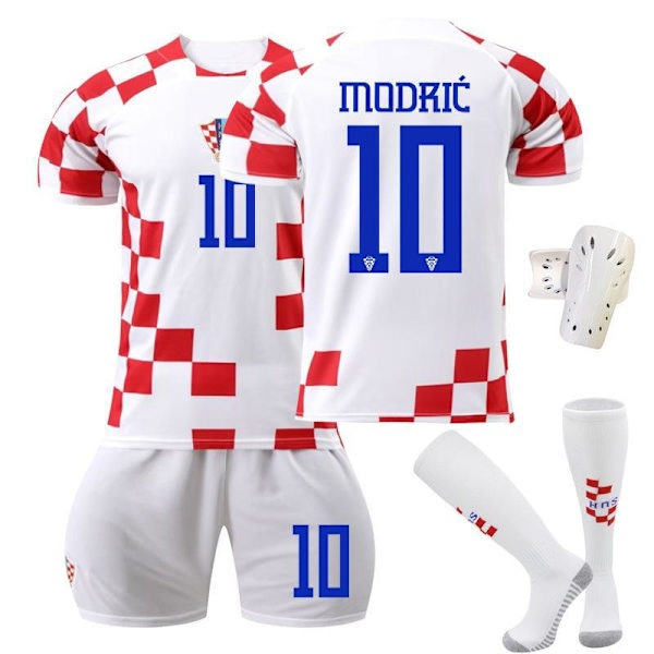 Fotballdraktsett for Kroatia hjemmedrakt nr. 10 Modric 22-23 VM-drakt med originale sokker 2223 Croatia home no number #XXL