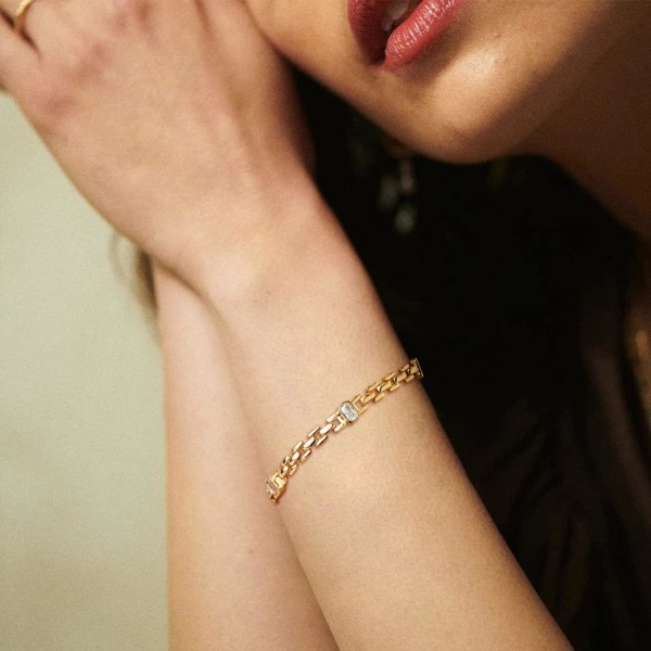 Guld Tiny Pearl armband, 14K guldpläterad söt pärlstav sötvatten