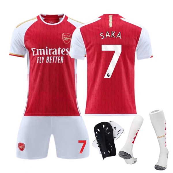 23-24 Arsenal hemmatröja nr 11 Salah barn vuxen kostym fotbollströja Size 7 socks + protective gear 18