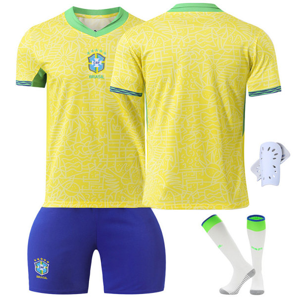 Ny 24-25 Brasilien tröja nr 10 Neymar 20 Vinicius vuxen barn kostym fotbollströja Bare Board + Gear XS