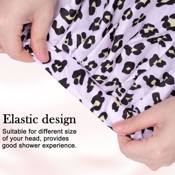 Dames Dusjhette - Vanntett Gjenbrukbar Dusjhette Justerbar Elastisk Sløyfe Sløyfe Badehette for Jenter for Kvinners Bading (Rosa Leopard) Pink Leopard