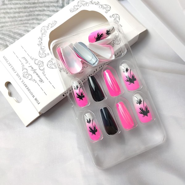 Rose Röda Press on Nails Medium French Tip Nails Square
