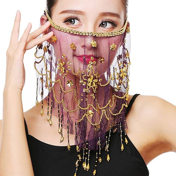 Mavedans slør, Chiffon slør med pailletter og dark purple