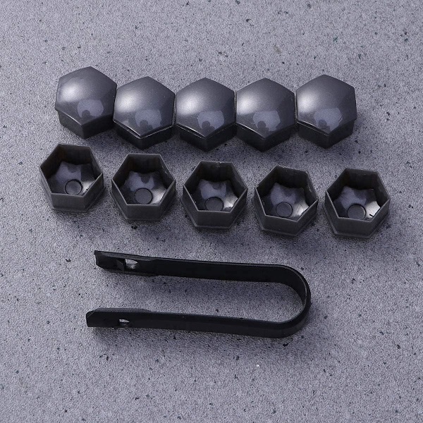 20 kpl pyöränmuttereita 17 mm, pyöränpulttien mutterit, kuusikulmaiset renkaanmutterit (harmaa) Harmaa Grey 17mm