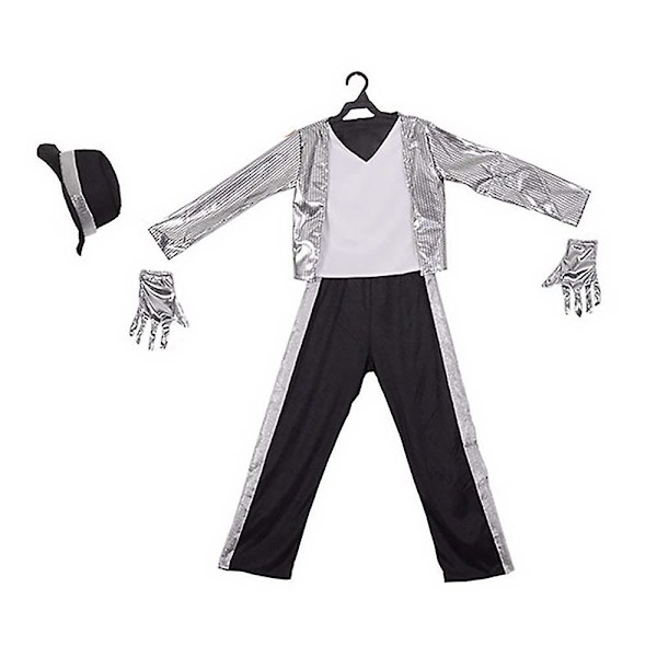 Barnkostym Michael Jackson Cosplay för Pojkar och Flickor, Scenkläder Set, Halloweenfest, Maskeraddräkt