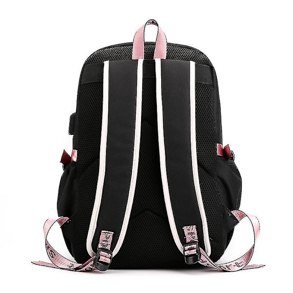 Svartrosa Ryggsekk Laptop Bag Skole Bag Bookbag Med Usb Ladehodetelefon Por style 4