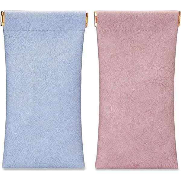2 stk bærbar skinnsolbrillerpose, myk etui, Gl DXGHC