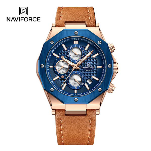 Sport Man Wristwatch Top Brand Luxury Grå Militär Chronograph Äkta Läder Quartz Man Watch Present NA802802 no box