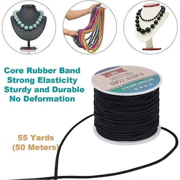 2,5 mm Sort Elastisk Snor 35 meter Stræk Tråd Perlesnor Stof Snor Reb til DIY Håndværk Armbånd Halskæde (FQ)