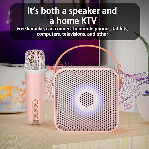 Langaton Bluetooth-mikrofonikaiutin kodin äänentoistokoneeseen (vapaa koko, vaaleanpunainen)