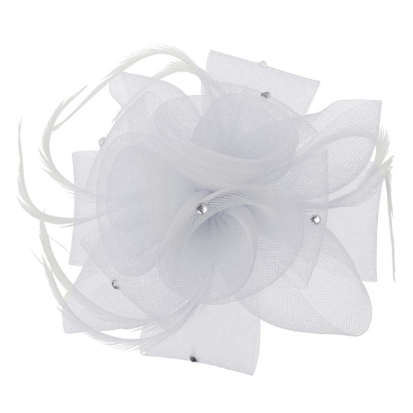 1/2 Bröllop Brud Dam Prom Ros Fjäder Fascinator Hårklämma Vit White 1 Set