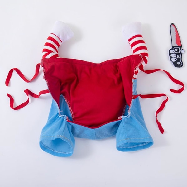 Kuolemanlelu-nuken koiranpuku, Chucky-koiran cosplay hauska Halloween-joulukoiranpuku juhla-asu sopii pienille keskikokoisille suurille koirille (M: Rinta 21\" - 27\")
