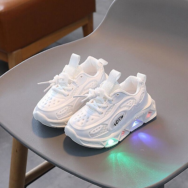 Pige drenge småbørn lysende sneakers sko børn led lys op flash sneakers størrelse W White Size 26 inside length 16cm