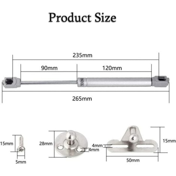 Gasfjedre, 4 stk. 100N hydraulisk kabinetstangfjeder gasfjedre pneumatisk arm til løftedørskab køkkenmøbler