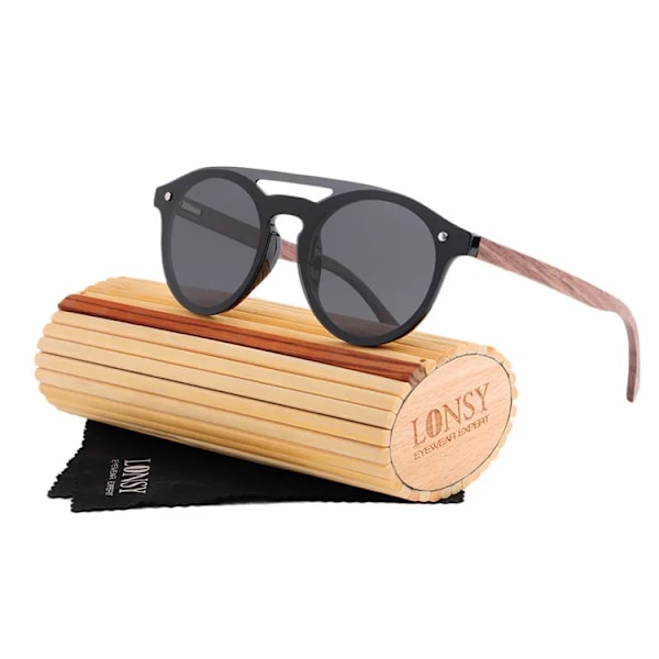 Edistäminen puinen polarisoidut aurinkolasit iso koko miehille ja naisille C1 black