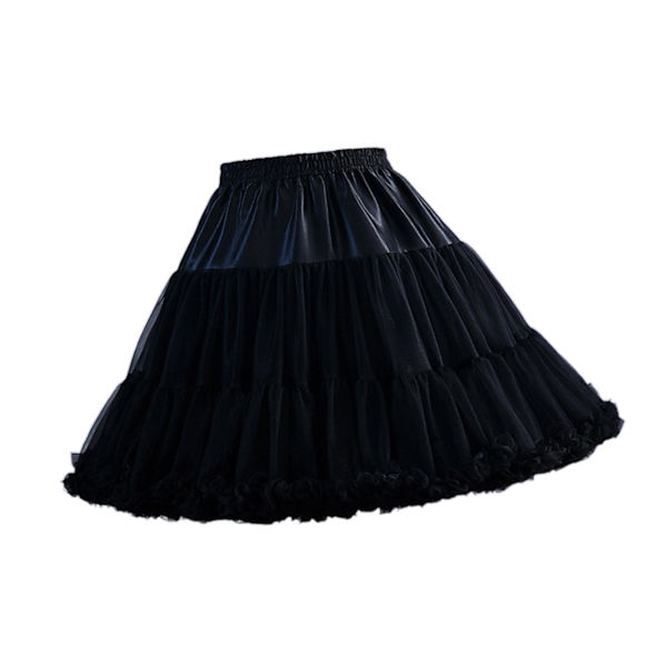 Kvinde Lagdelt Underskørt i Tulle Chiffon Krinoline til Kjole Black 45cm