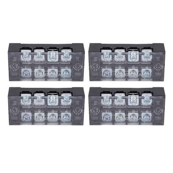 Double row screw terminal Terminal Strip with high current wire Terminal Block with cover 600V 25A 4pcs 4 positions (2504)