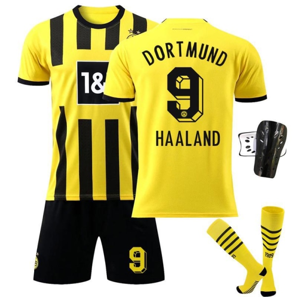 22-23 Dortmund hjemme fodboldtrøje nr. 9 Haaland 11 Reus 22 Bellingham trøjesæt med sokker 2223 Dortmund home number 22 #2XL