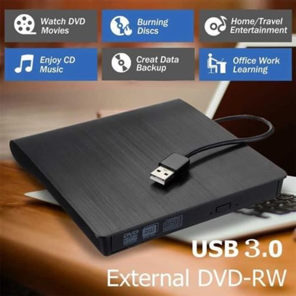 USB 3.0 Ultra Slim Bærbar Ekstern DVD CD-brænderdrev -