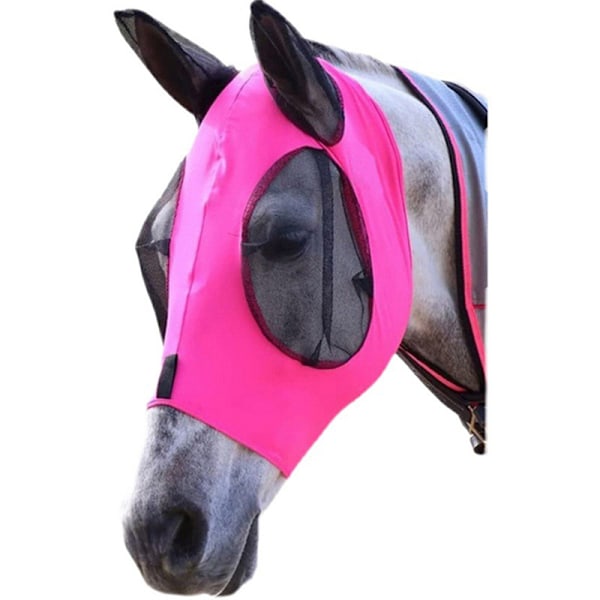 Anti-Fly Mesh Heste Maske Heste Maske Heste Flue Maske med dækket Sort Gray