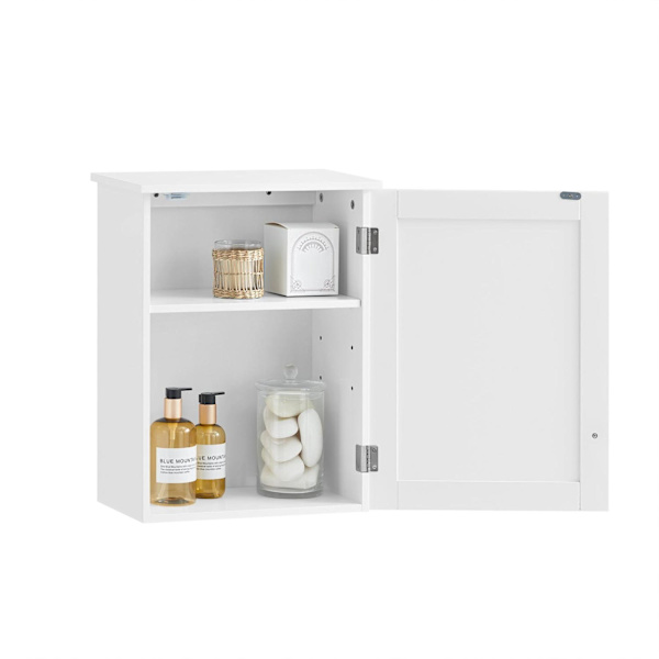 SoBuy vægskab, overskab, med 1 dør, badeværelsesmøbler BZR19- White Wall cabinet with 1 door