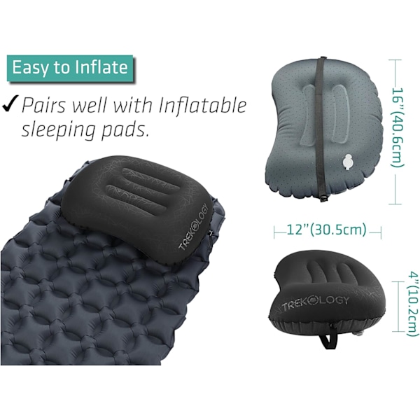 Ultralätta och uppblåsbara rese-/campingkuddar - komprimerbara, kompakta, uppblåsbara, bekväma, ergonomiska kuddar