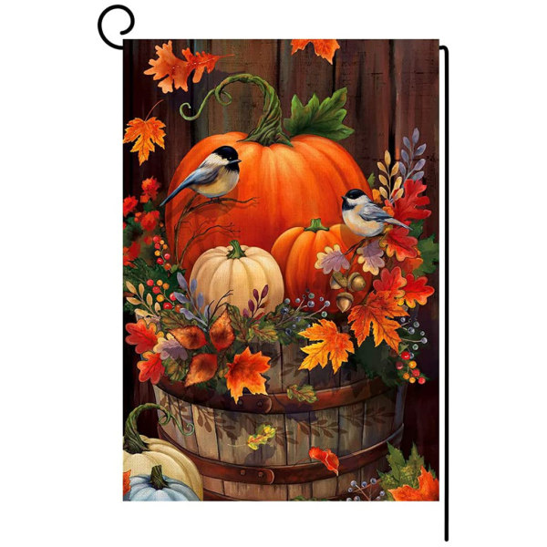 Fall Thanksgiving Pumpkin Garden Flag 12x18 Inch Vertical Double Sided Decor